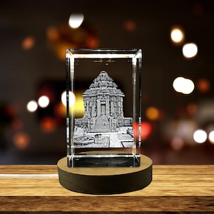 Konark Sun Tower 3D Engraved Crystal Keepsake Souvenir