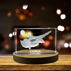 Cristal gravé en 3D de Chypre Souvenir en cristal gravé en 3D/cadeau/décor/objet de collection/souvenir