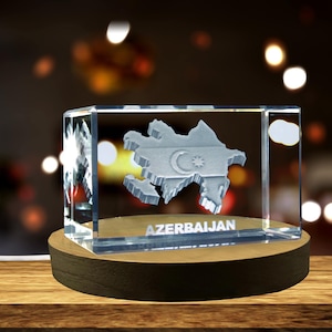 Cristal gravé en 3D d'Azerbaïdjan Souvenir en cristal gravé en 3D/cadeau/décor/objet de collection/souvenir
