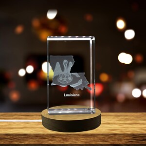 Louisiane 3D Gravé Cristal 3D Gravé Cristal Souvenir/Cadeau/Décor/Collectible/Souvenir