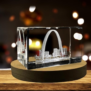 The Gateway Arch 3D Engraved Crystal Keepsake Souvenir