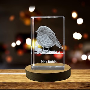 Pink Robin 3D Engraved Crystal 3D Engraved Crystal Keepsake/Gift/Decor/Collectible/Souvenir