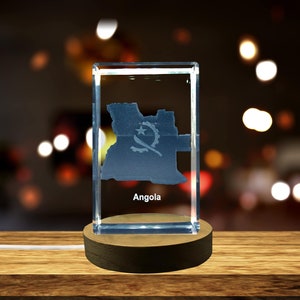 Cristal gravé 3D Angola Souvenir/cadeau/décor/objet de collection/souvenir en cristal gravé 3D