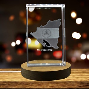 Nicaragua Cristal gravé 3D Cristal gravé 3D Souvenir/Cadeau/Décor/Collection/Souvenir