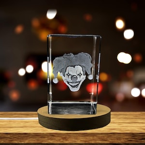 Halloween Clowns 3D Engraved Crystal Decor