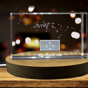 Micronésie Cristal gravé 3D Souvenir/cadeau/décor/objet de collection/souvenir en cristal gravé 3D