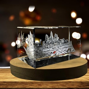 Angkor Wat 3D Engraved Crystal Keepsake Souvenir