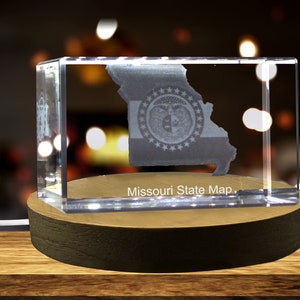 Missouri 3D Gravé Cristal 3D Gravé Cristal Souvenir/Cadeau/Décor/Collectible/Souvenir