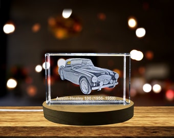 Timeless Beauty: Austin-Healey 100 (1956–1959) - 3D Engraved Crystal Tribute