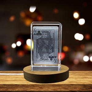Carte de jeu Trefle King – Cristal gravé en 3D exquis à collectionner