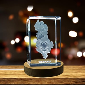 Cristal gravé 3D Albanie Souvenir/cadeau/décor/objet de collection/souvenir en cristal gravé 3D