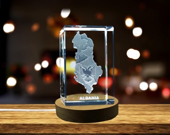 Albanien 3D gravierter Kristall 3D gravierter Kristall Andenken/Geschenk/Dekor/Sammlerstück/Souvenir