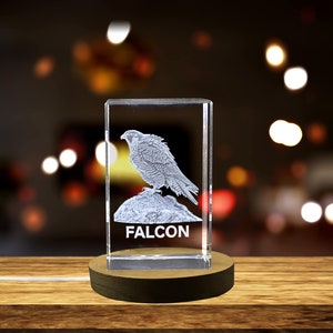 Exquisitely Crafted Crystal Falcon Sculpture | Unique Engraved Home Decor