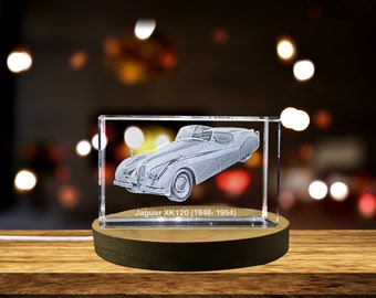 Elegant Power: Jaguar XK120 (1948–1954) - 3D Engraved Crystal Tribute