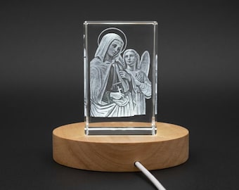 St. Frances of Rome 3D Engraved Crystal - Elegant Religious Gift