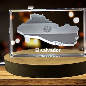 El Salvador Gravé 3D Cristal 3D Gravé Cristal Souvenir/Cadeau/Décor/Collection/Souvenir