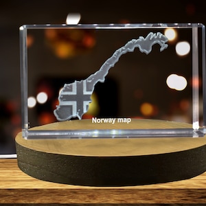 Norvège Cristal gravé 3D Souvenir/cadeau/décor/objet de collection/souvenir en cristal gravé 3D