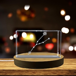 Regalo de cristal grabado en 3D con gráfico de estrellas de Tauro