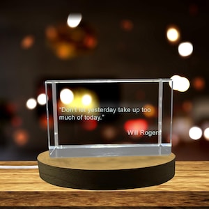 Motivation Quote #4 3D Crystal Award – Engraved Inspiration Trophy, LED Light Home Decor, Unique Recognition Gift & Collectible