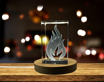 Fire-Flame-Art | 3d-Engraved-Crystal-Keepsake | Gift/Decor| Collectible | Souvenir | 3d-Crystal-Photo-Gift | 3d-Photo-Engraved-Crystal | Hom