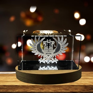 Double-Headed Eagle 3D Engraved Crystal Decor