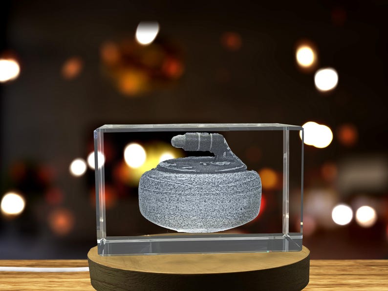 Olympic Curling Stone Crystal Trophy – 3D Engraved LED Figurine for ...