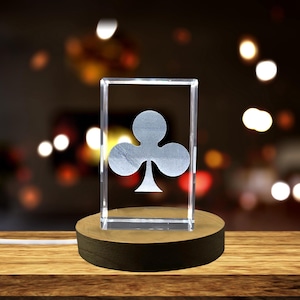 Carte de jeu de symbole de carte de club – Captivant à collectionner en cristal gravé en 3D