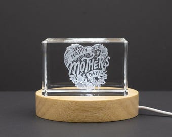 Happy Mother's Day 3D Engraved Crystal Gift - Heartfelt Keepsake