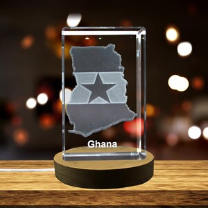 Ghana Gravé 3D Cristal Gravé 3D Cristal Souvenir/Cadeau/Décor/Collection/Souvenir