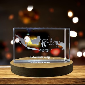Indonésie Cristal gravé 3D Souvenir/cadeau/décor/objet de collection/souvenir en cristal gravé 3D