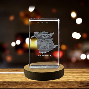 Nouveau-Brunswick Cristal gravé en 3D Souvenir en cristal gravé en 3D/Cadeau/Décor/Objet de collection/Souvenir