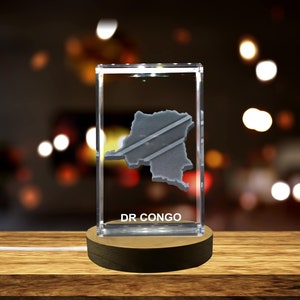 DR Congo 3D Gravé Cristal 3D Gravé Cristal Souvenir/Cadeau/Décor/Collection/Souvenir