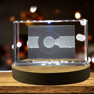 Colorado 3D Gravé Cristal 3D Gravé Cristal Souvenir/Cadeau/Décor/Collectible/Souvenir
