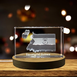 Guinée équatoriale 3D Gravé Cristal 3D Gravé Cristal Souvenir/Cadeau/Décor/Collection/Souvenir
