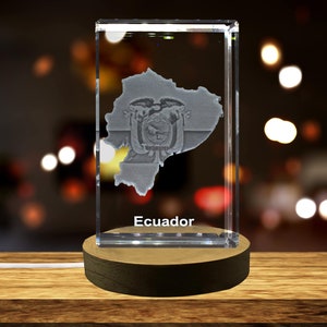 Equador 3D Gravé Cristal 3D Gravé Cristal Souvenir/Cadeau/Décor/Collection/Souvenir