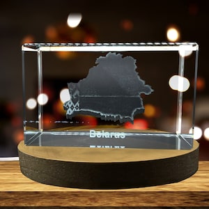 Biélorussie 3D Gravé Cristal 3D Gravé Cristal Souvenir/Cadeau/Décor/Collection/Souvenir
