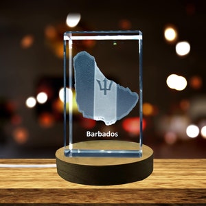 Barbade 3D Gravé Cristal 3D Gravé Cristal Souvenir/Cadeau/Décor/Collection/Souvenir