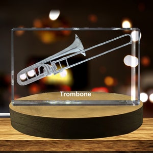 Trombone 3D Engraved Crystal 3D Engraved Crystal Keepsake/Gift/Decor/Collectible/Souvenir