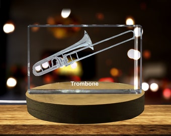 Trombone 3D gegraveerd kristal 3D gegraveerd kristal aandenken/cadeau/decor/verzamelbaar/souvenir