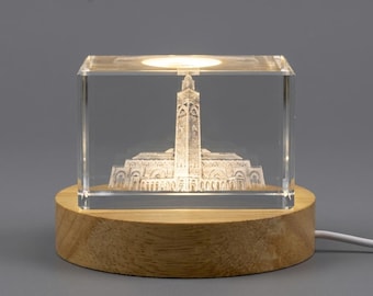 Hassan II Mosque in Casablanca 3D Engraved Crystal Model