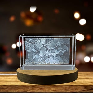 Tropical Charm: 3D Engraved Crystal Hibiscus