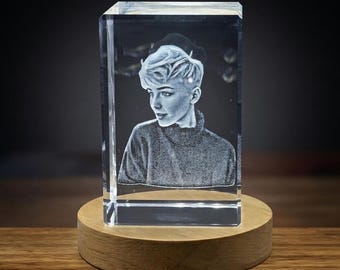 Pixie Hair Cut 3D Engraved Crystal Keepsake Gift