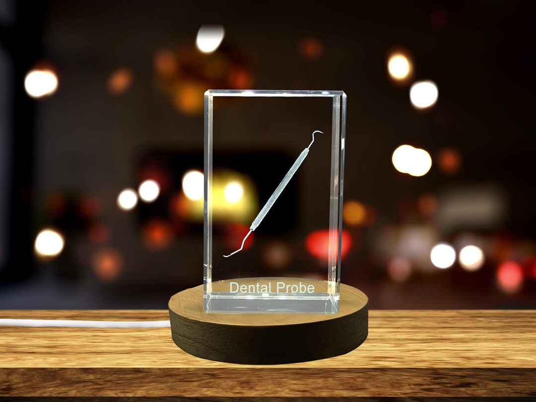 Dental Probe Crystal Trophy – 3D Engraved Recognition Gift