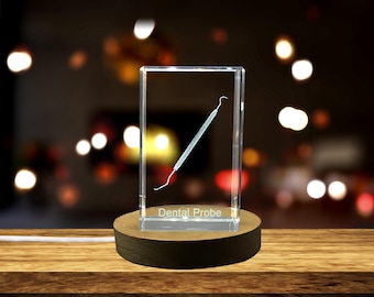 Dental Probe Crystal Trophy – 3D Engraved Recognition Gift