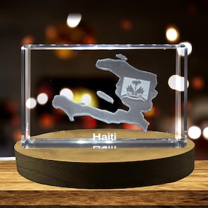 Haïti 3D Gravé Cristal 3D Gravé Cristal Souvenir/Cadeau/Décor/Collection/Souvenir