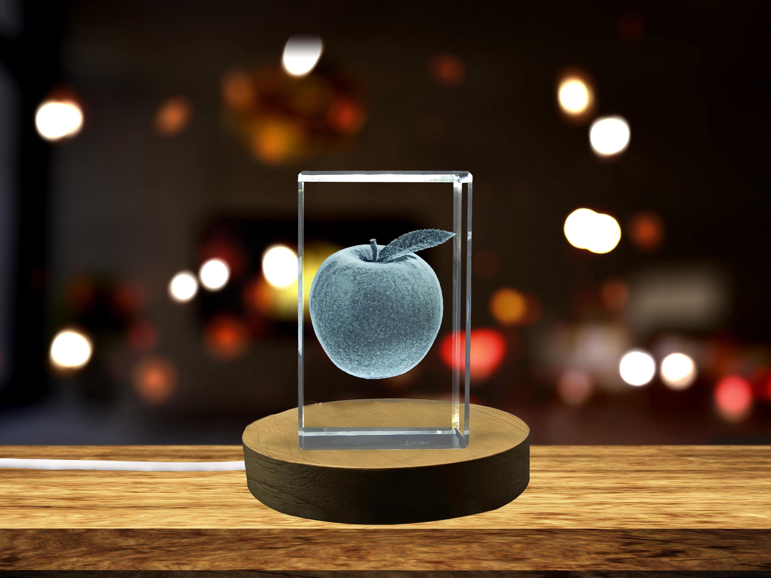 Appleロゴ クリスタル置物 Apple 3D Engraved Crystal Gift | Unique Kitchen Decor, Collectible