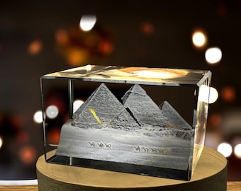 Great Pyramid of Giza 3D Engraved Crystal Keepsake Souvenir