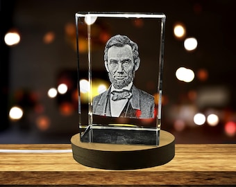 Abraham Lincoln 3D Engraved Crystal Memorabilia
