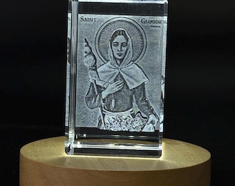 A Faith and Resilience Inspiring Saint Germain Cousin 3D Engraved Crystal Gift