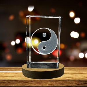 Yin Yang 3D Engraved Crystal Decor